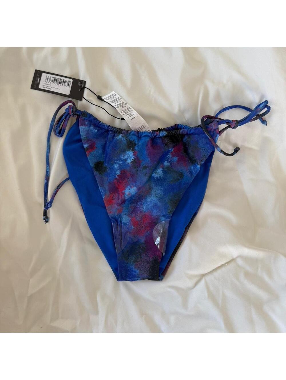 Pretty little thing multi color blue tie bikini bottoms NWT